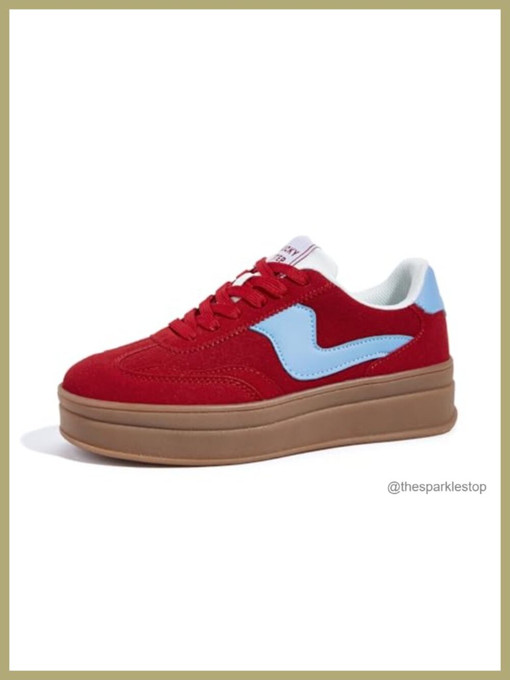 Women's Platform Fashion Sneakers Thick Sole Faux Leather Suede Lace-Up